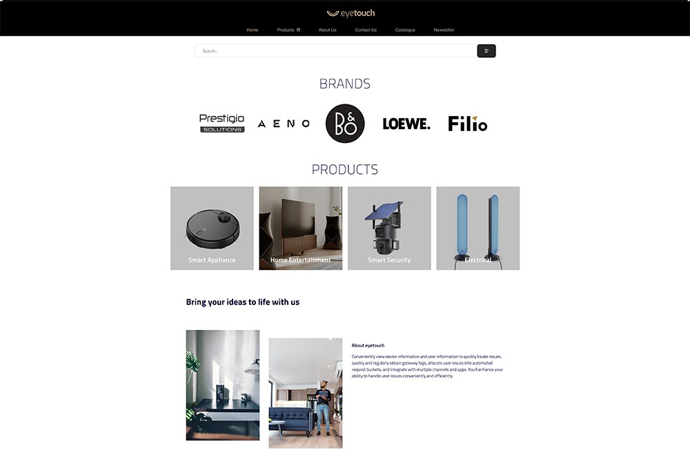 Early digital identity and website concept work for eyetouch